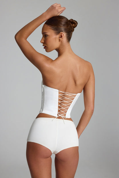 Slinky Jersey Low-Rise Hotpants in White