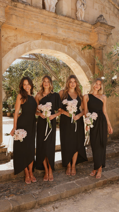 Genevieve Boat Neck Maxi Dress - Black