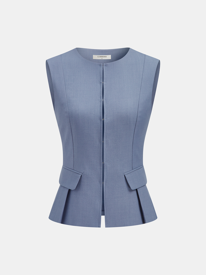 Sleeveless Vest & Wide-Leg Pants Set