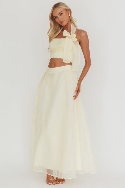 Simple Things Bow Halter Crop Top Butter