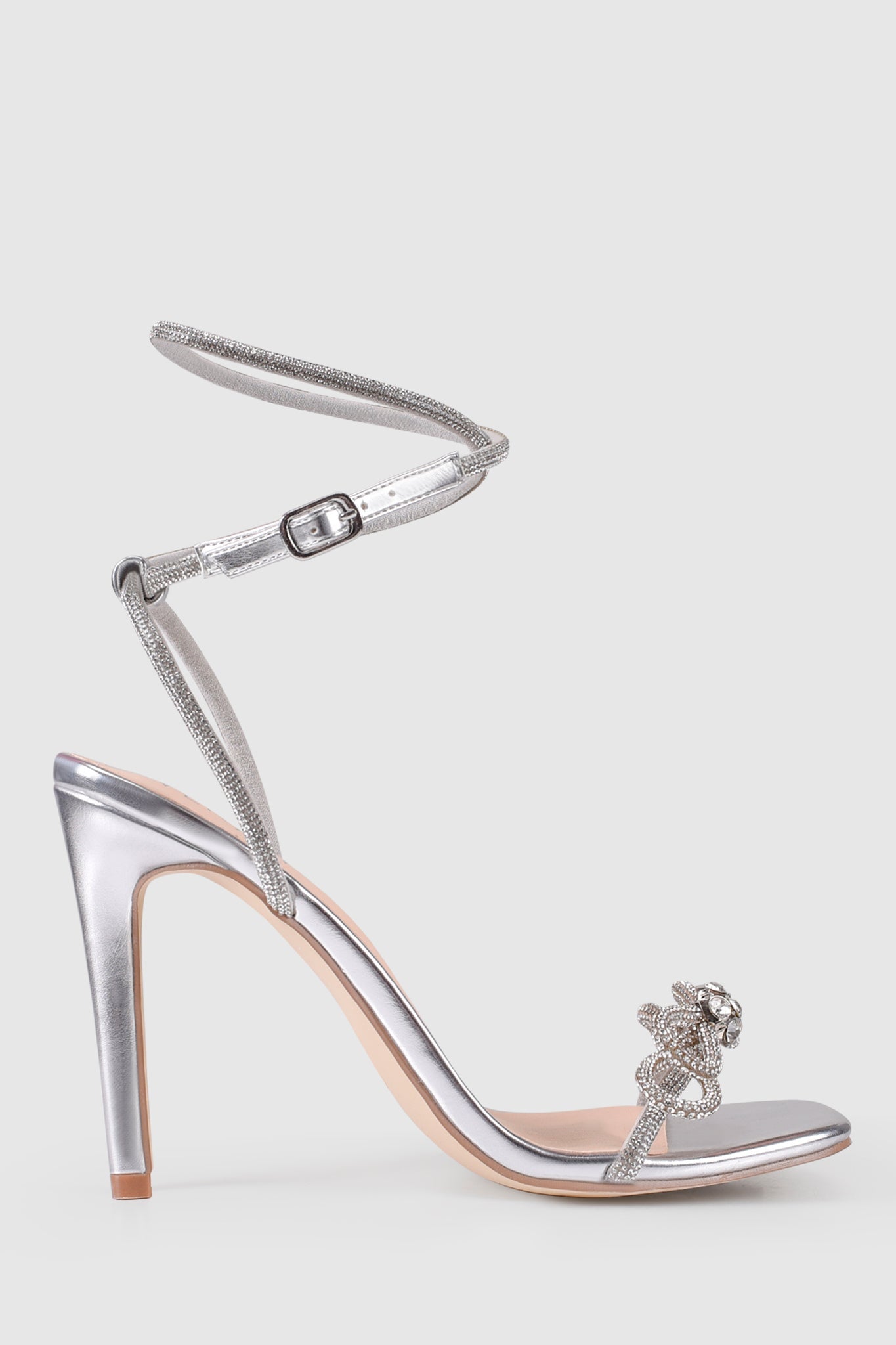 VERALi Ottawa Diamante High Heels Silver Metallic Smooth